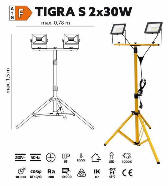 Stojan s LED reflektormi TIGRA S 2x30W 4000K