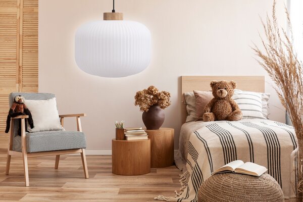 Toolight Toolight, stropné svietidlo zo skla 1xE27, biela, OSW-04412