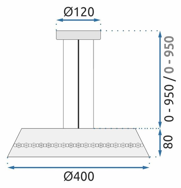 Toolight Toolight, LED závesné svietidlo Cristal 20W APP1028-CP, čierna, OSW-01233