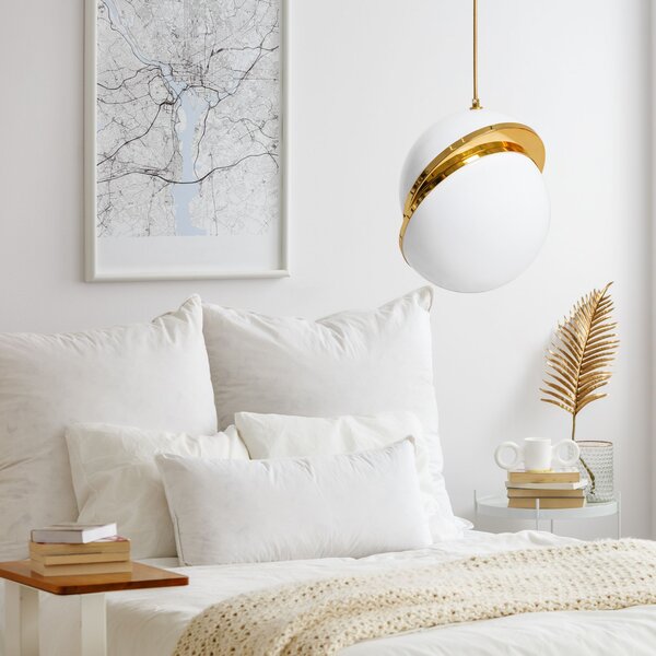 Toolight Toolight, závesná stropná lampa akrylová guľa 1xE27 APP481-1CP, biela-zlatá, OSW-00598