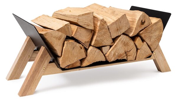 Blumfeldt Langdon Wood Black, stojan na drevo, 68 × 38 × 34 cm, železo a drevo