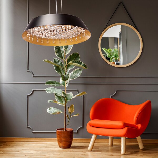 Toolight Toolight, LED závesné svietidlo Cristal 20W APP1028-CP, čierna, OSW-01233