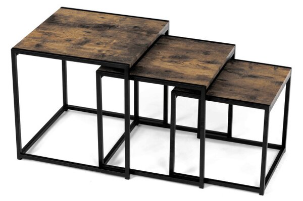Sada 3 konferenčných stolíkov old wood AF-3003 OLW