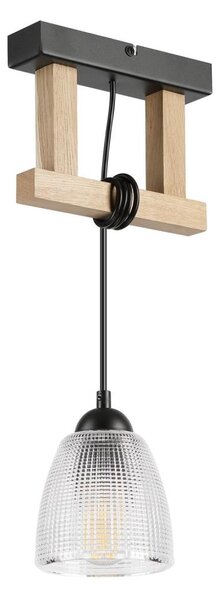 Závesný luster LEANDRA na lanku 1xE27/15W/230V dub/čierna