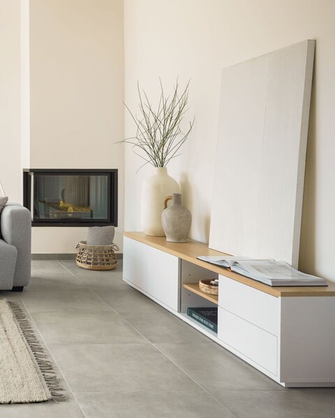 Biely TV stolík 200x44 cm Abilen – Kave Home