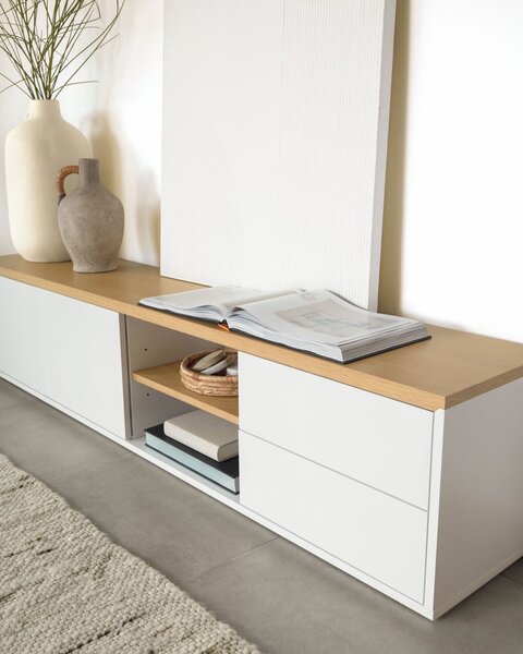 Biely TV stolík 200x44 cm Abilen – Kave Home