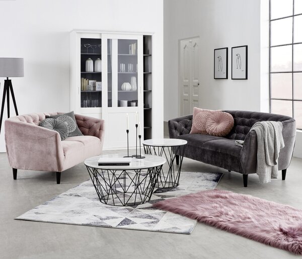 SEDAČKA CHESTERFIELD, textil, tmavosivá Ambia Home - Sedačky