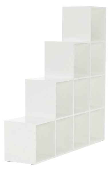 KONDELA Regál pyramída, biely, DTD laminovaná, NORAH
