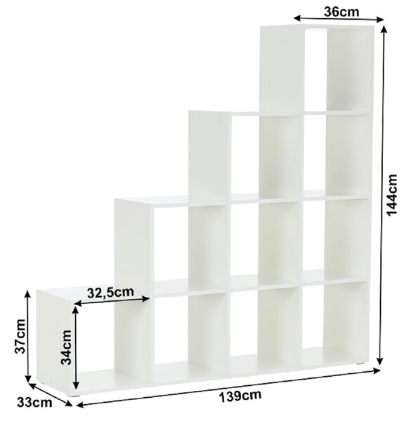 KONDELA Regál pyramída, biely, DTD laminovaná, NORAH