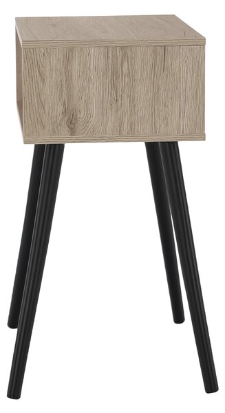 KONDELA Príručný/nočný stolík, dub/čierna, ALYSANDRA TYP 1