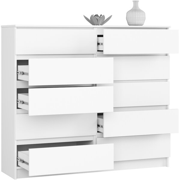 Ak furniture Komoda Kuba 140 cm 10 zásuviek biela