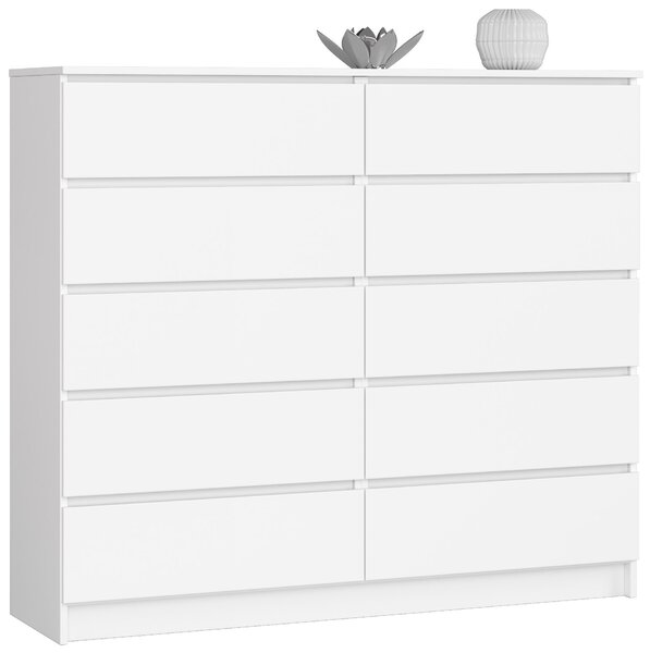 Ak furniture Komoda Kuba 140 cm 10 zásuviek biela