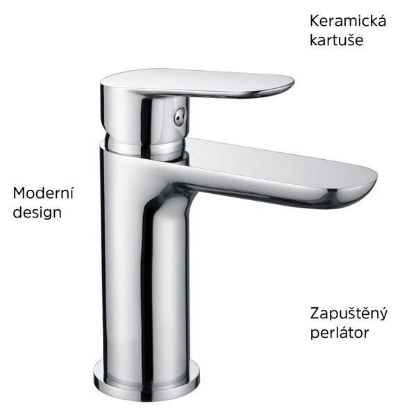 Mereo Mereo, Umývadlová stojanková batéria, Viana, bez výpuste, chróm, MER-CBE10101