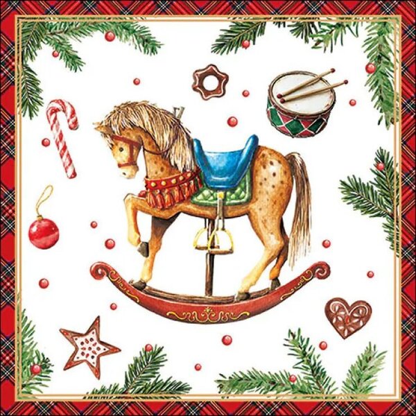 Obrúsky s hojdacím koníkom Rocking Horse - 33*33 cm (20ks) - Ostatní