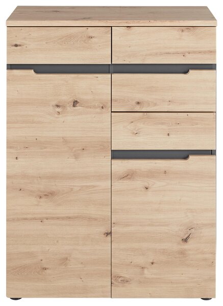 KOMODA, grafitová, dub artisan, 80/107/38 cm Voleo - Komody, Online Only