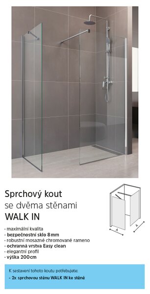 Mereo Mereo, Sprchová stena WALK IN, Novea, chróm ALU, sklo Číre, MER-CK10601H