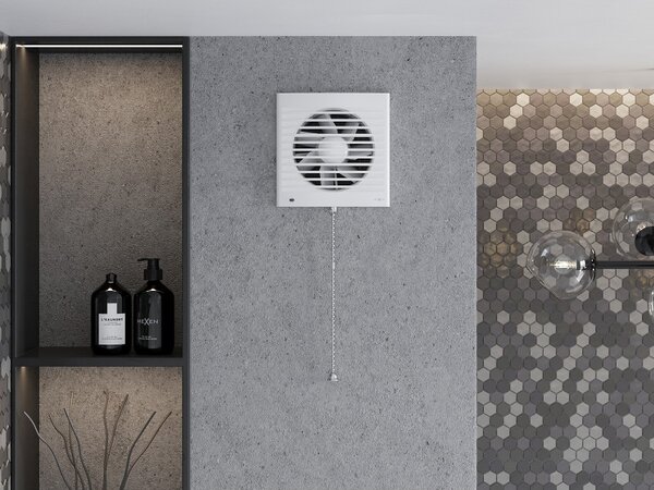 Mexen EXS, kúpeľňový ventilátor s lanovým spínačom, priemer 150mm, biela, W9604-150K-00