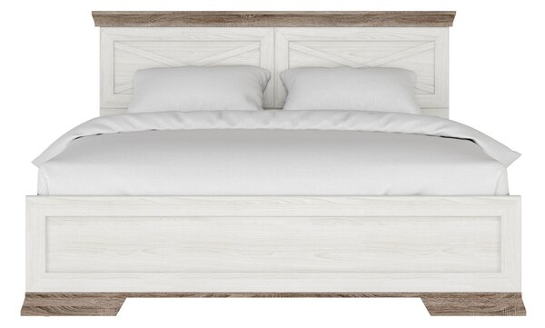 BRW Manželská posteľ MARSELLE LOZ/160x200 (s úložným priestorom) jaseň snežný/ dub sonoma tmavý