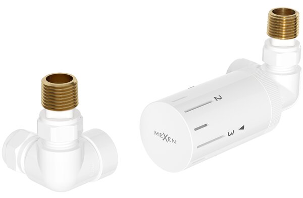 Mexen G05, axiálna termostatická súprava pre vykurovacie teleso, biela matná, W903-958-20