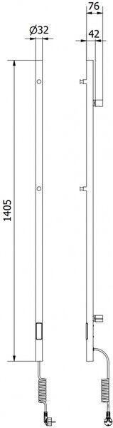 Mexen Pino, elektrické vykurovacie teleso s vešiakmi na uteráky 1405x32 mm, 75 W, čierna, W301-1405-032-00-70