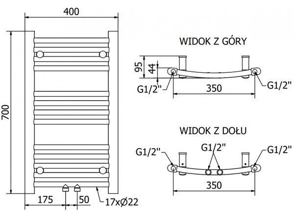 Mexen Ares, elektrické vykurovacie teleso 700 x 400 mm, 300 W, čierna, W102-0700-400-2300-70