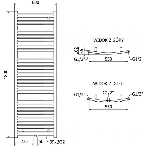 Mexen Ares, elektrické vykurovacie teleso 1800 x 600 mm, 1200 W, čierna, W102-1800-600-6120-70