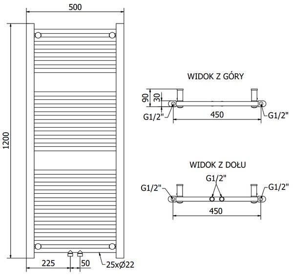 Mexen Mars, elektrické vykurovacie teleso 1200 x 500 mm, 600 W, zlatá lesklá, W110-1200-500-2600-50