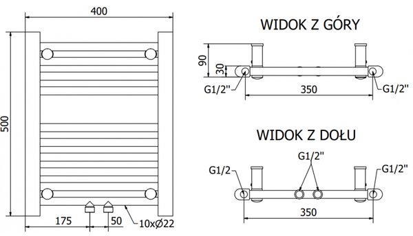 Mexen Mars, elektrické vykurovacie teleso 500 x 400 mm, 300 W, čierna, W110-0500-400-2300-70