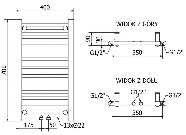 Mexen Mars, elektrické vykurovacie teleso 700 x 400 mm, 300 W, čierna, W110-0700-400-2300-70