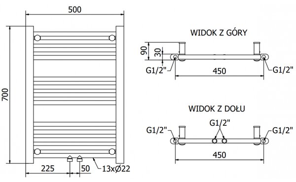Mexen Mars, elektrické vykurovacie teleso 700 x 500 mm, 300 W, čierna, W110-0700-500-2300-70