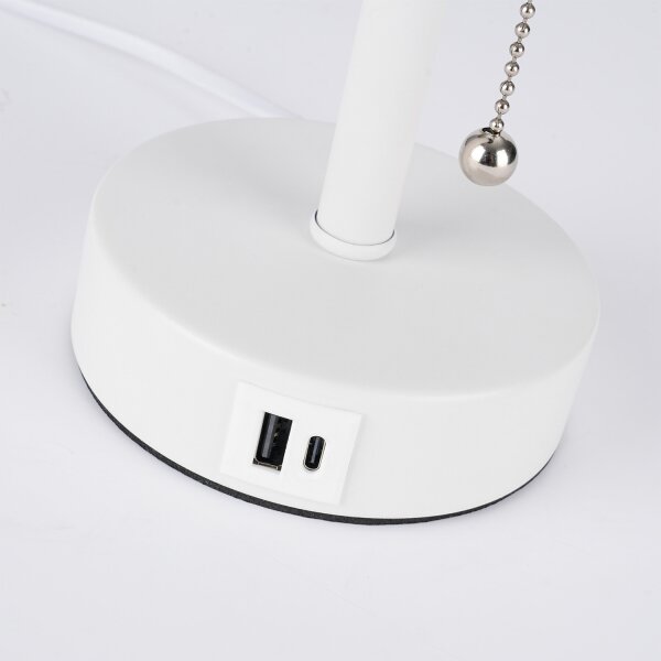 Brilagi - Stolová lampa s USB portom TABLON 1xE27/25W/230V biela