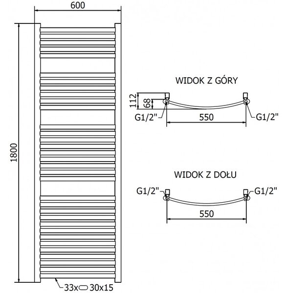 Mexen Helios, elektrické vykurovacie teleso 1800 x 600 mm, 900 W, zlatá lesklá, W103-1800-600-2900-50