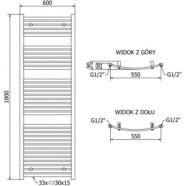 Mexen Helios, elektrické vykurovacie teleso 1800 x 600 mm, 900 W, antracitová, W103-1800-600-2900-66