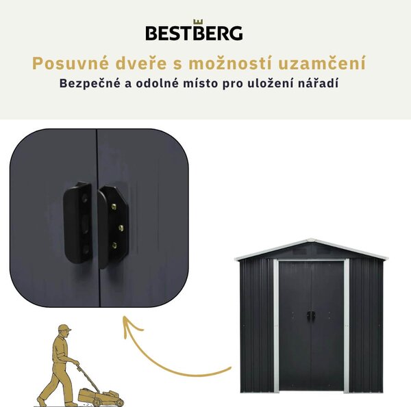 Záhradný domček BestBerg ZDB-2Z / 2,5 m² / 194 x 131 x 184 cm / zelený