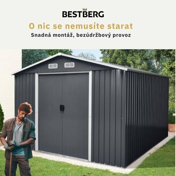 Záhradný domček BestBerg ZDB-9A / 9 m² / 279 x 324 x 211 cm / šedá