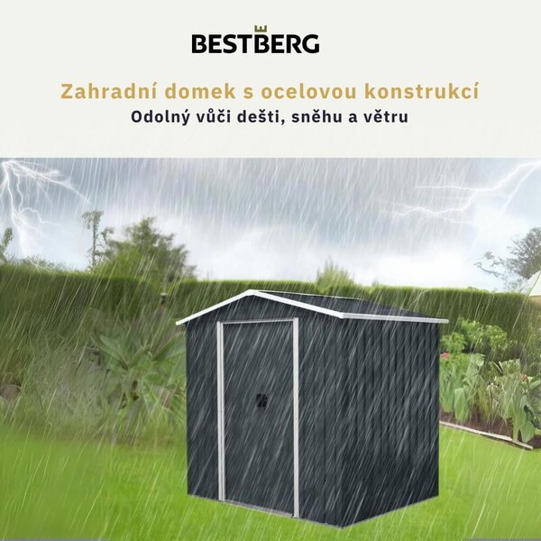 Záhradný domček BestBerg ZDB-2Z / 2,5 m² / 194 x 131 x 184 cm / zelený