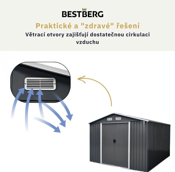 Záhradný domček BestBerg ZDB-9A / 9 m² / 279 x 324 x 211 cm / šedá