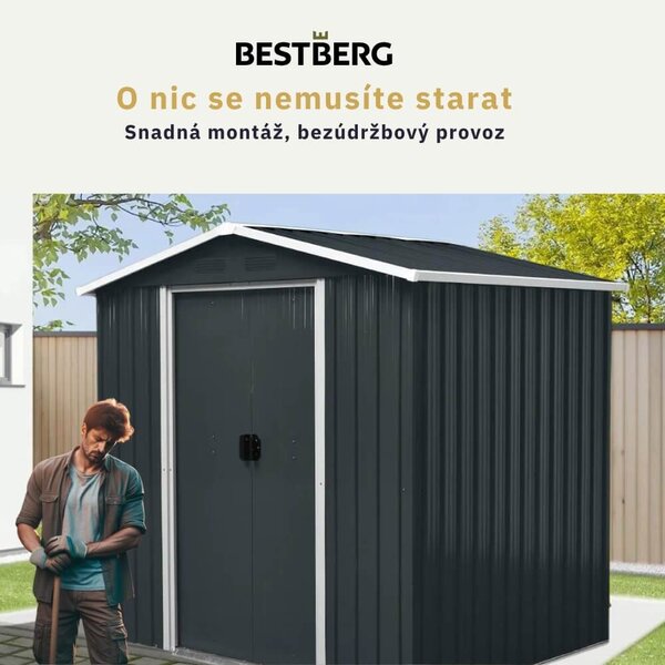 Záhradný domček BestBerg ZDB-2Z / 2,5 m² / 194 x 131 x 184 cm / zelený