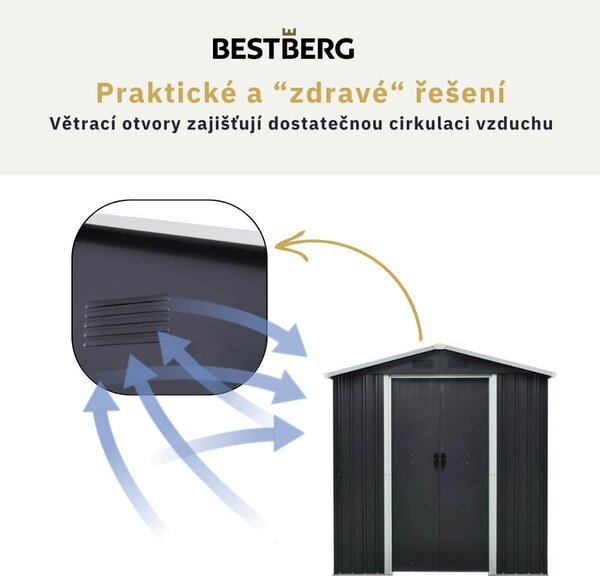 Záhradný domček BestBerg ZDB-2Z / 2,5 m² / 194 x 131 x 184 cm / zelený