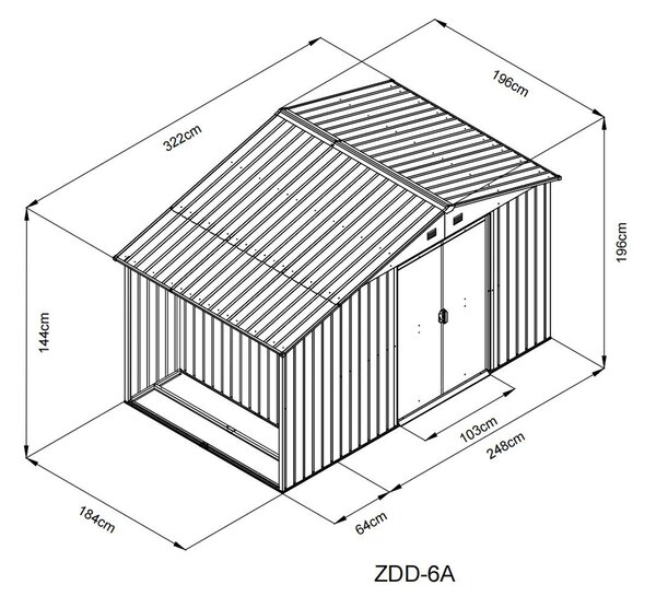 Záhradný domček s drevníkom BestBerg ZDD-6A / 6 m² / 322 x 196 x 196 cm / šedá