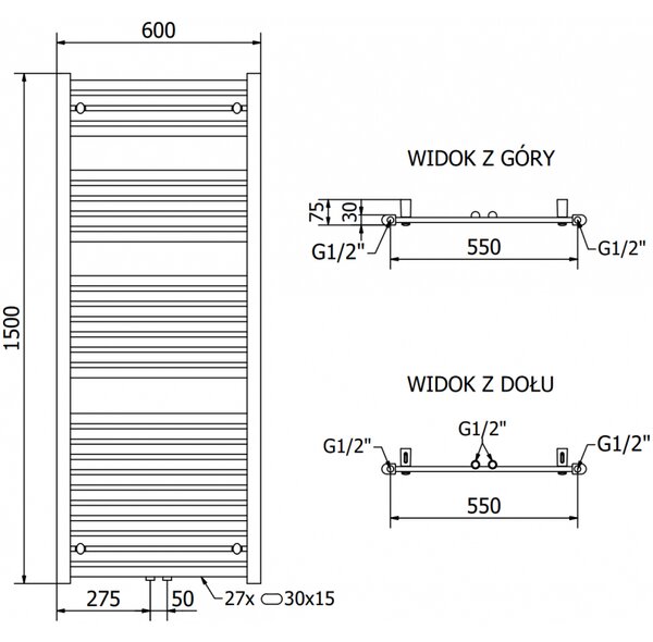 Mexen Hades, elektrické vykurovacie teleso 1500 x 600 mm, 900 W, biela, W104-1500-600-2900-20