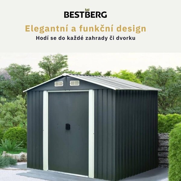 Záhradný domček BestBerg ZDB-4A / 4,1 m² / 236 x 174 x 206 cm / šedá