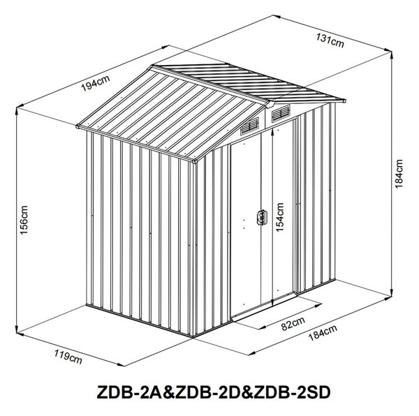 Záhradný domček BestBerg ZDB-2D / 2,5 m² / 194 x 131 x 184 cm / dekor červené drevo / hnedá