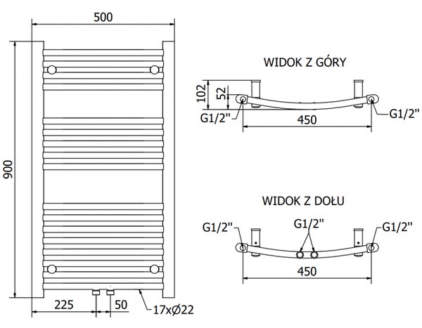 Mexen Ares, elektrické vykurovacie teleso 900 x 500 mm, 300 W, chrómová, W102-0900-500-2300-01