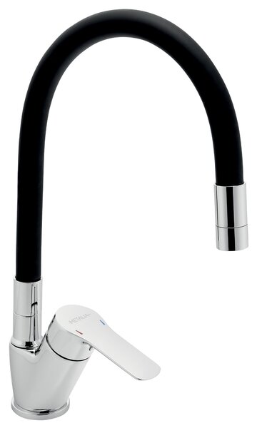 Novaservis, Dřezová baterie s černým flexi ramenem Metalia 54, chrom, 54014F-0C