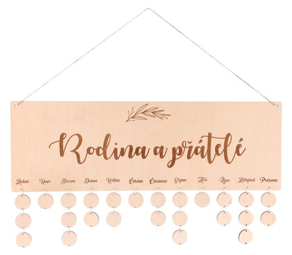 ČistéDrevo Drevený rodinný kalendár - Rodina a priatelia