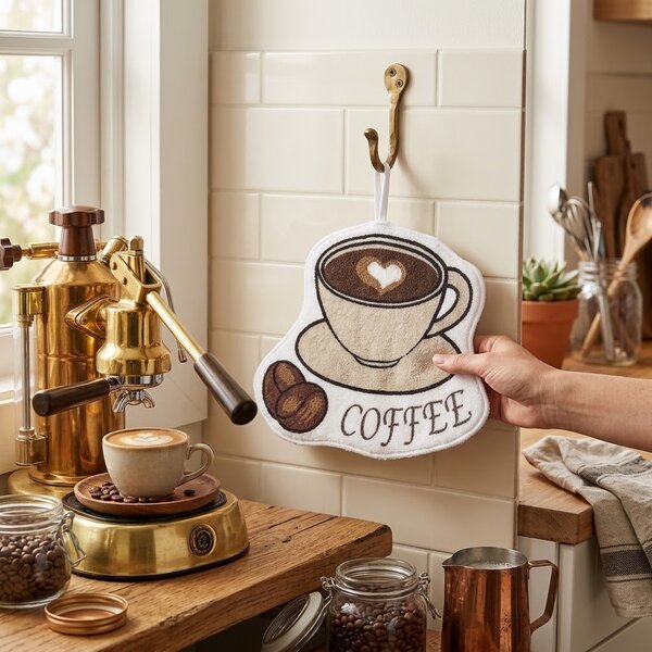 Plyšový uterák pre hostí Coffee - 20*1*22 cm - Clayre & Eef