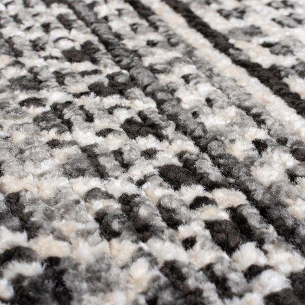 Flair Rugs, Kusový koberec Santiago Camino Black/White, 160x230, čiernobiela, obývacia izba