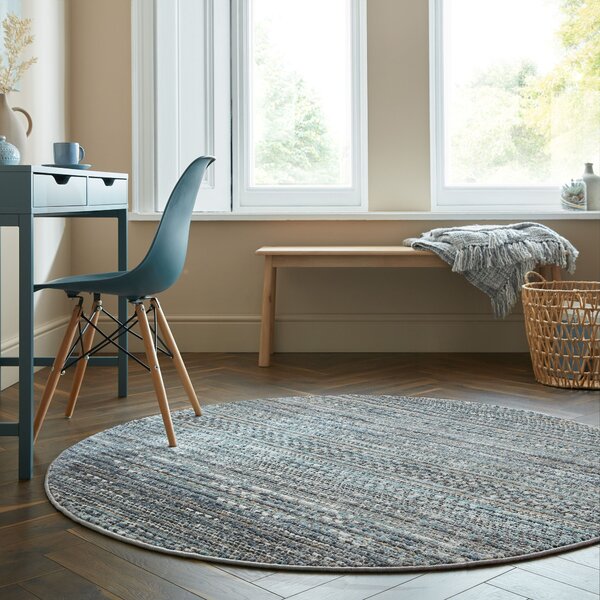 Flair Rugs , Kusový koberec Santiago Camino Blue kruh, 160x160 (priemer) kruh, modrá, obývacia izba