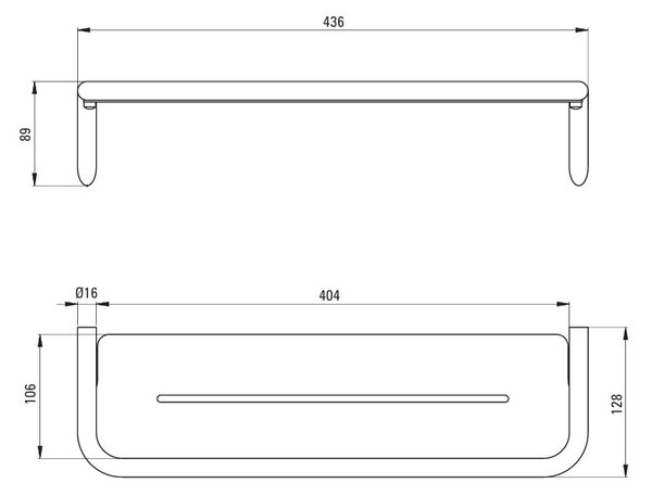 Deante Silia, nástenná polička 436x124x89 mm, biela matná, DEA-ADI_A511